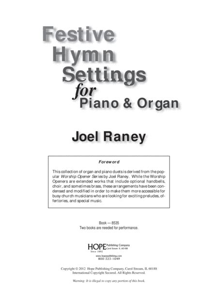 Festive Hymn Settings For Piano And Organ (2 Books Needed)